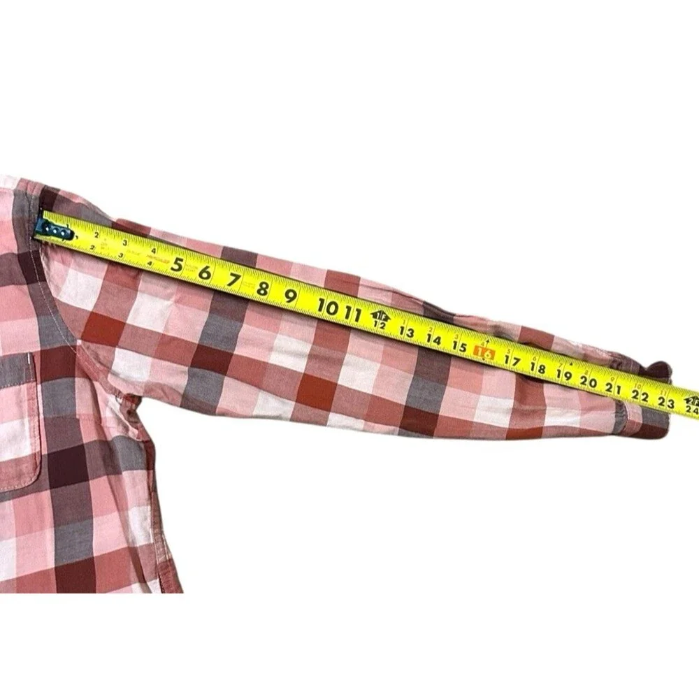 The North Face size L button down burnt orange plaid long sleeve casual cabin